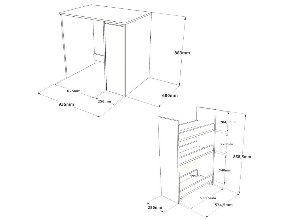Meuble pour machine à laver en bois "Tera" - 93 x 60 x 88 cm - Blanc