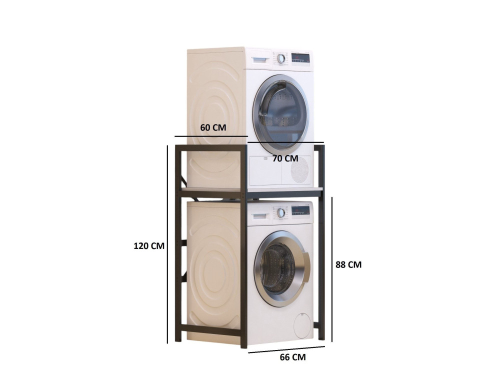 Meuble pour machine à laver en métal "Junior" - 70 x 60 x 116 cm - Blanc