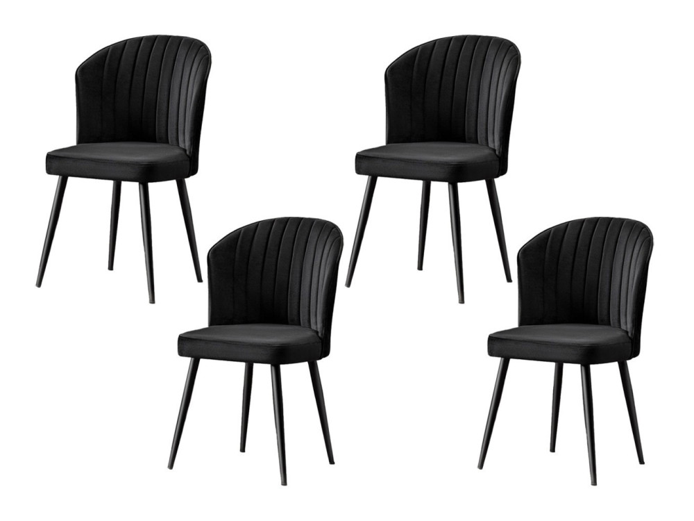 Ensemble de chaises (4 pièces) en bois "Rubi" - 52 x 42 x 85 cm - Noir