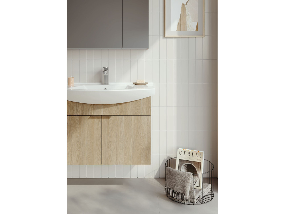 Ensemble Meuble Vasque avec Miroir (2 Pièces) "Purus 80" - 80 x 50 x 58 cm - Oak