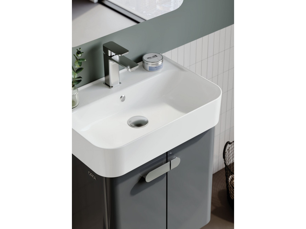 Ensemble Meuble Vasque avec Miroir (2 Pièces) "Orbit 55" - 55 x 38 x 62 cm - Anthracite