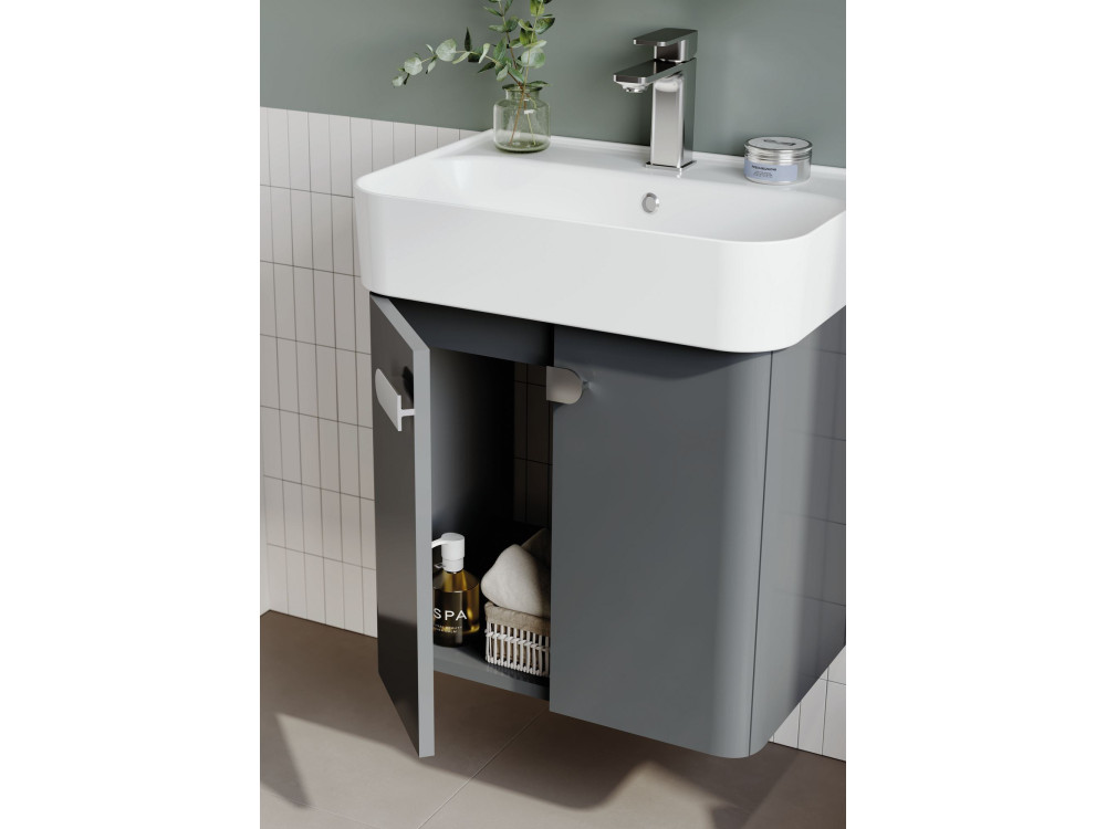 Ensemble Meuble Vasque avec Miroir (2 Pièces) "Orbit 55" - 55 x 38 x 62 cm - Anthracite