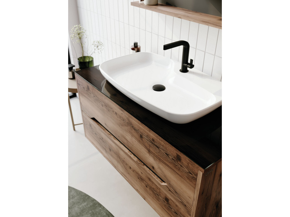 Ensemble Meuble Vasque avec Miroir (2 Pièces) "Galia 100 v2" - 100 x 50 x 50 cm - Walnut