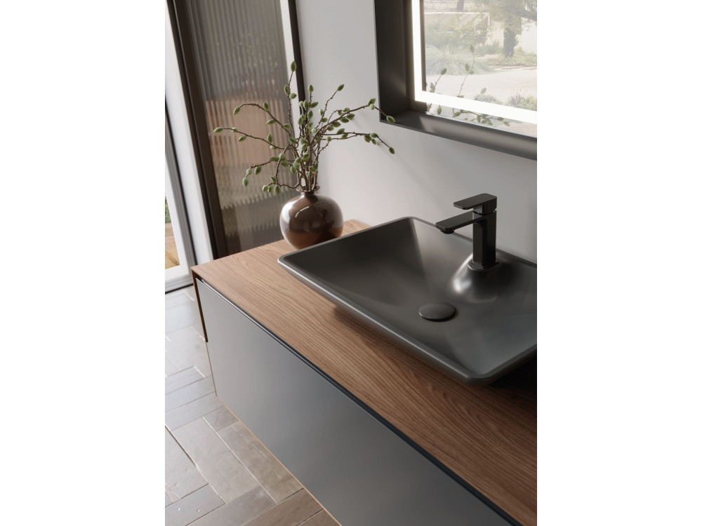 Ensemble Meuble Vasque avec Miroir (2 Pièces) "Craft 120" - 120 x 50 x 40 cm - Walnut / Anthracite