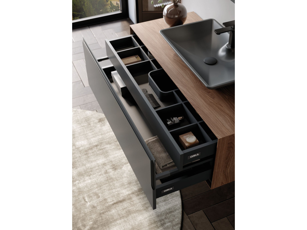 Ensemble Meuble Vasque avec Miroir (2 Pièces) "Craft 120" - 120 x 50 x 40 cm - Walnut / Anthracite