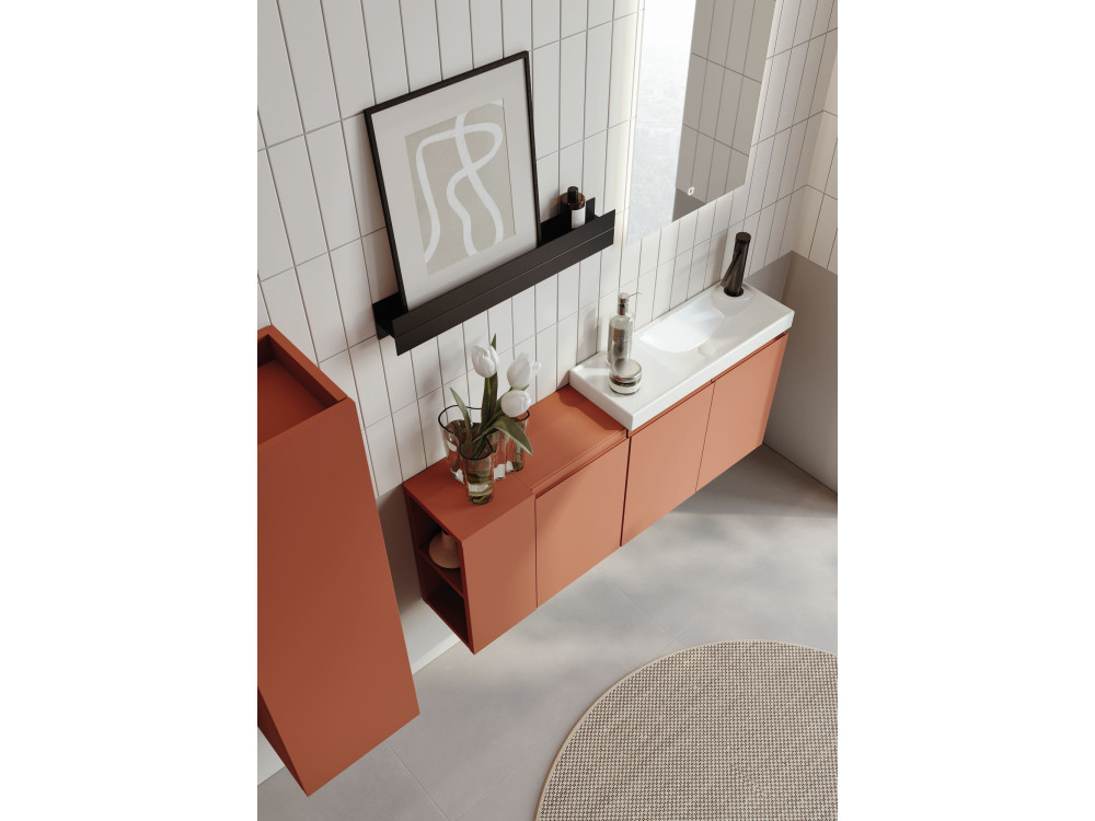 Ensemble Meuble Vasque avec Miroir (2 Pièces) "Ferla 110" - 110 x 22 x 45 cm - Matte Cinnamon