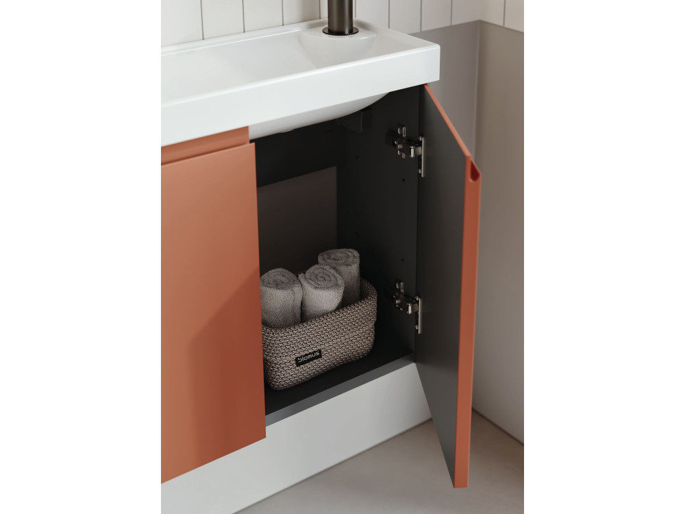 Ensemble Meuble Vasque avec Miroir (2 Pièces) "Ferla 110" - 110 x 22 x 45 cm - Matte Cinnamon