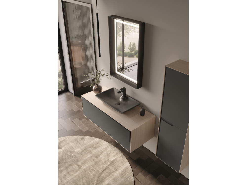 Miroir Décoratif en Bois "Craft 60 x 90 v2" - 60 x 10 x 90 cm - Matte Anthracite