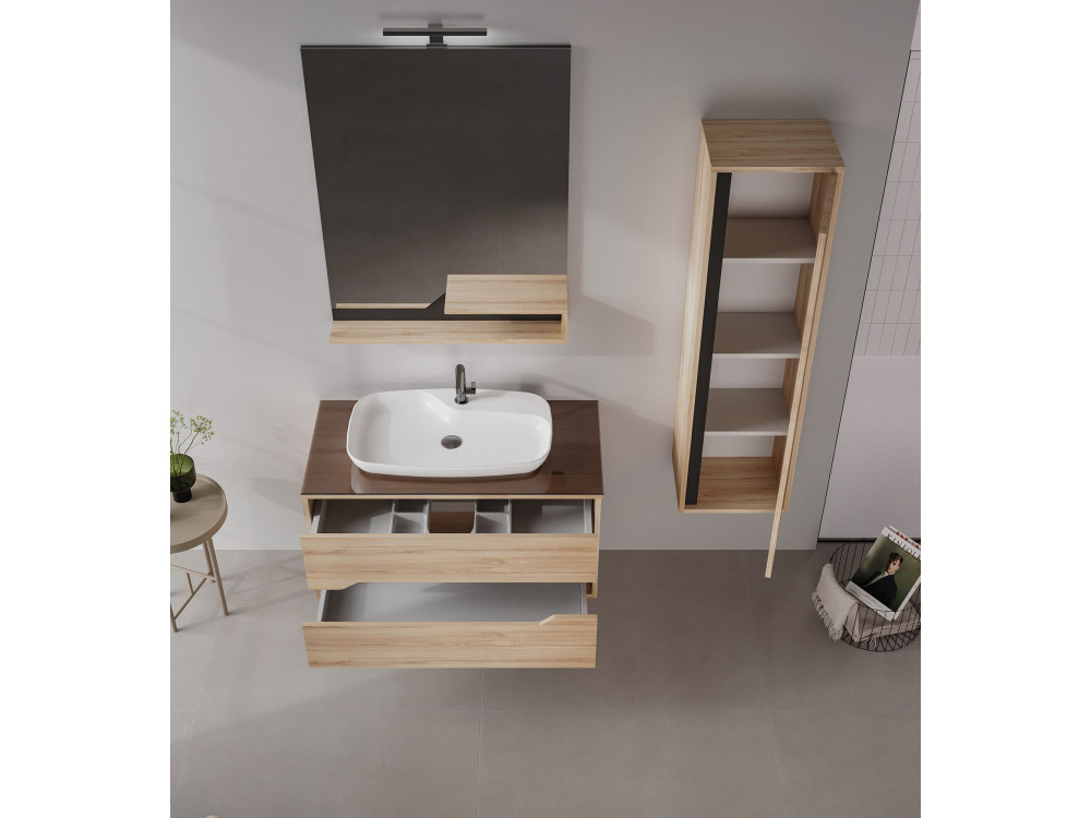 Miroir Décoratif en Bois "Galia 80" - 60 x 14 x 100 cm - Oak