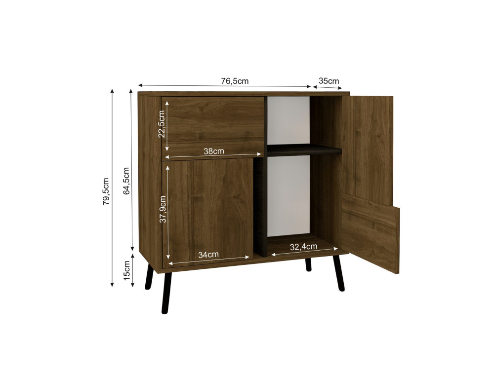 Buffet en bois "Darien" - 76 x 35 x 79 cm - Marron