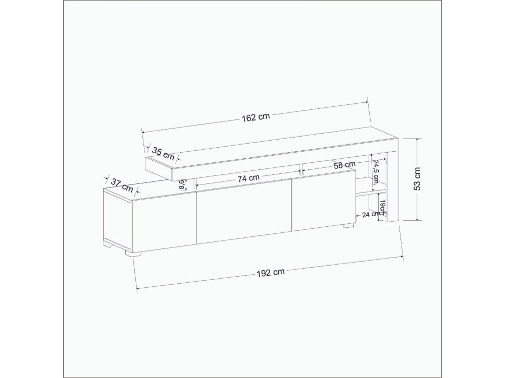 Meuble TV en bois "Beliz" 192 x 37 x 53 cm - Blanc