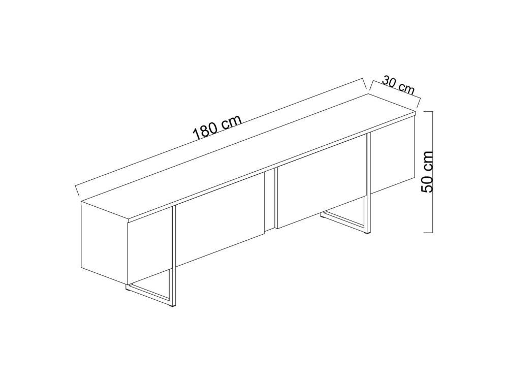Meuble TV en bois "Luxe" - 180 x 30 x 50 cm - Marron