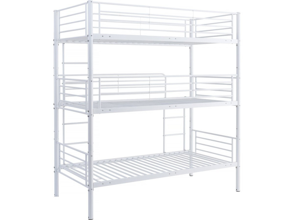 Lit triple superposé metal "Havin" - 90 x 190 cm - Blanc