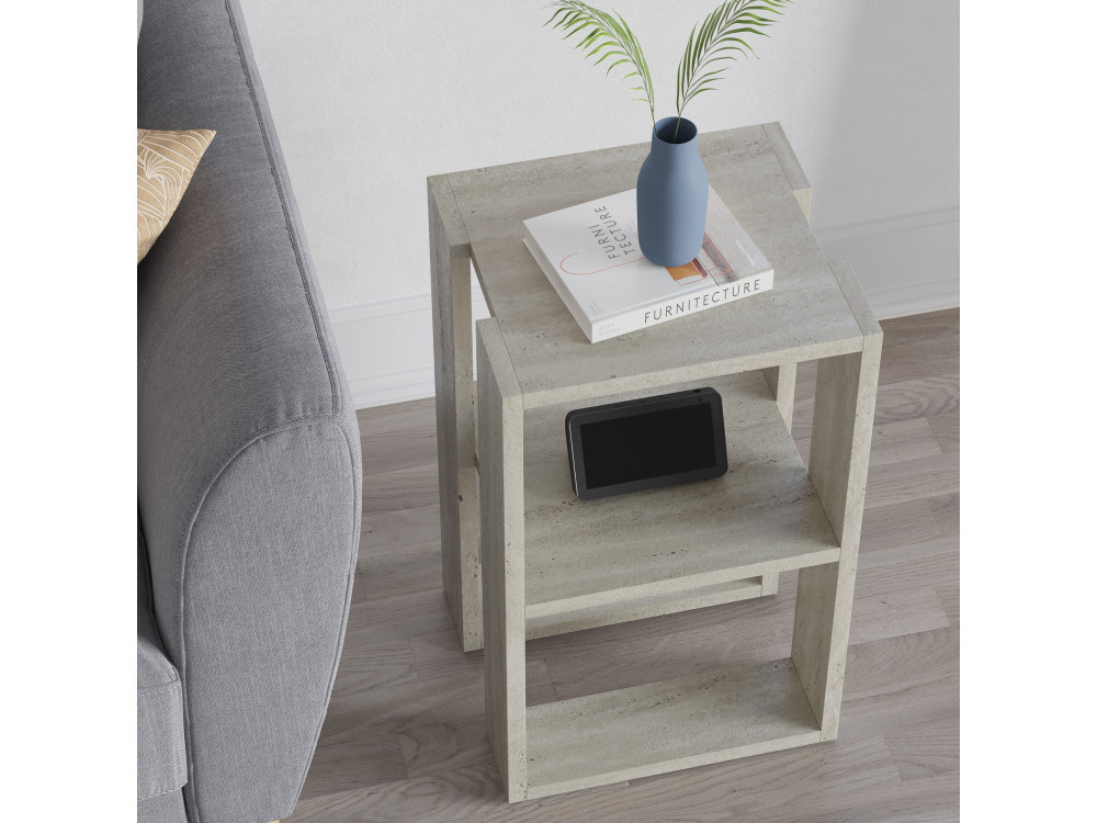 Table de chevet en bois "Lonie" 30 x 30 x 55 cm - Travertin