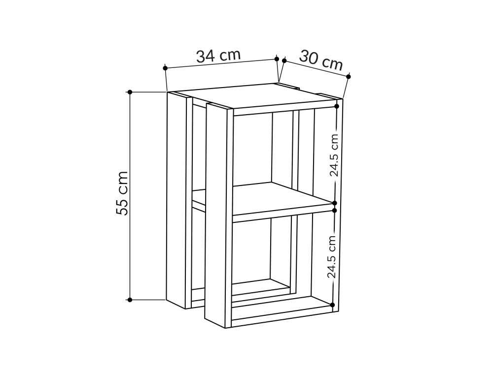 Table de chevet en bois "Lonie" 30 x 30 x 55 cm - Travertin