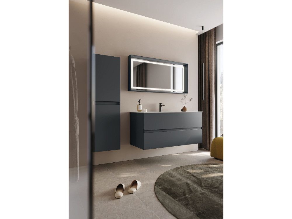 Ensemble Meuble Vasque avec Miroir (2 Pièces) "Nest 121 v2" - 121 x 51 x 55 cm - Matte Anthracite