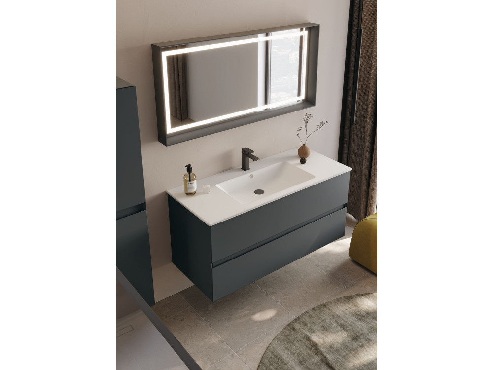 Ensemble Meuble Vasque avec Miroir (2 Pièces) "Nest 121 v2" - 121 x 51 x 55 cm - Matte Anthracite