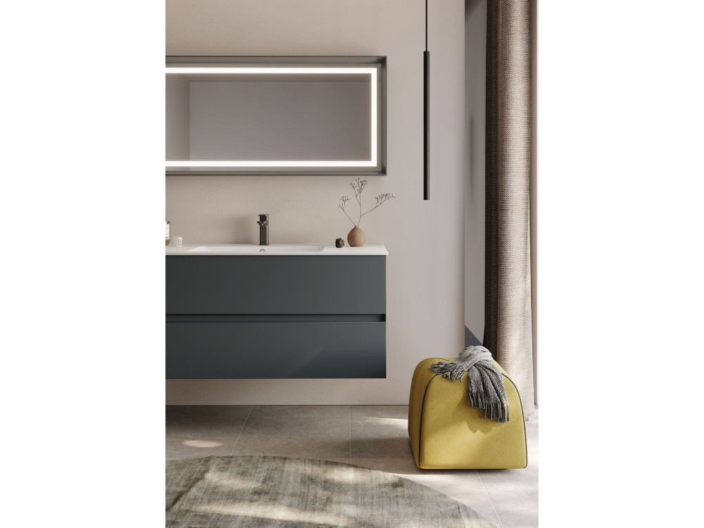 Ensemble Meuble Vasque avec Miroir (2 Pièces) "Nest 121 v2" - 121 x 51 x 55 cm - Matte Anthracite