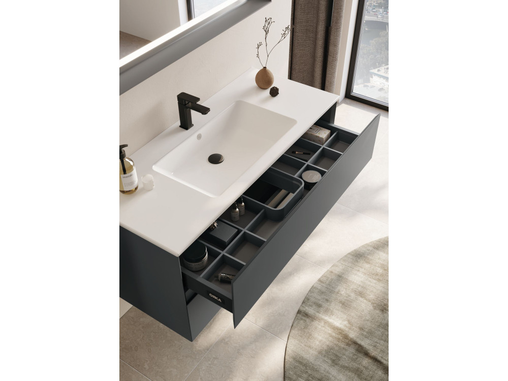 Ensemble Meuble Vasque avec Miroir (2 Pièces) "Nest 121 v2" - 121 x 51 x 55 cm - Matte Anthracite