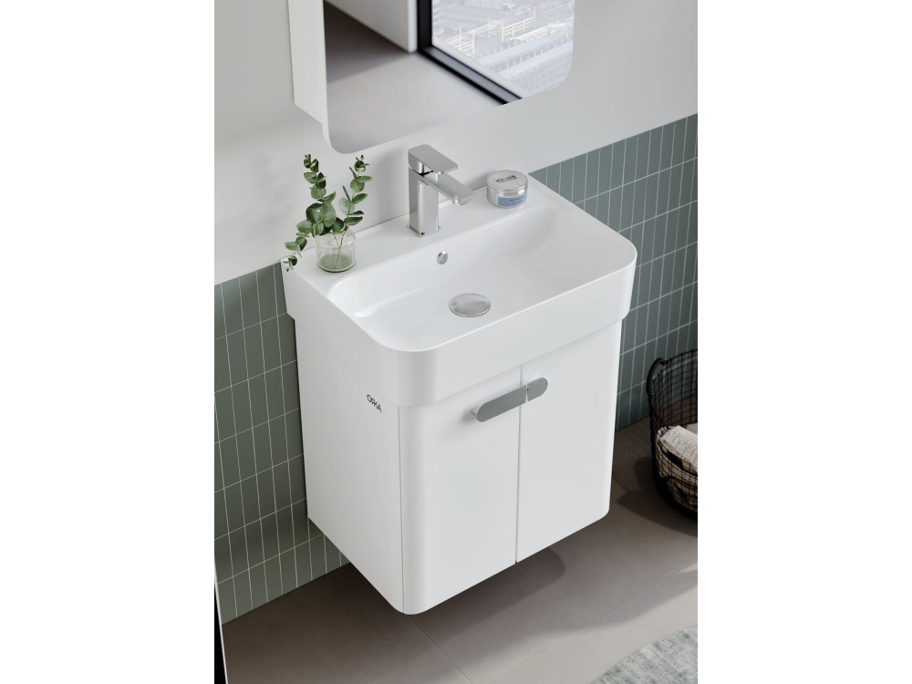 Ensemble Meuble Vasque avec Miroir (2 Pièces) "Orbit 55" - 55 x 38 x 62 cm - White