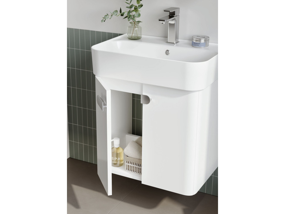 Ensemble Meuble Vasque avec Miroir (2 Pièces) "Orbit 55" - 55 x 38 x 62 cm - White