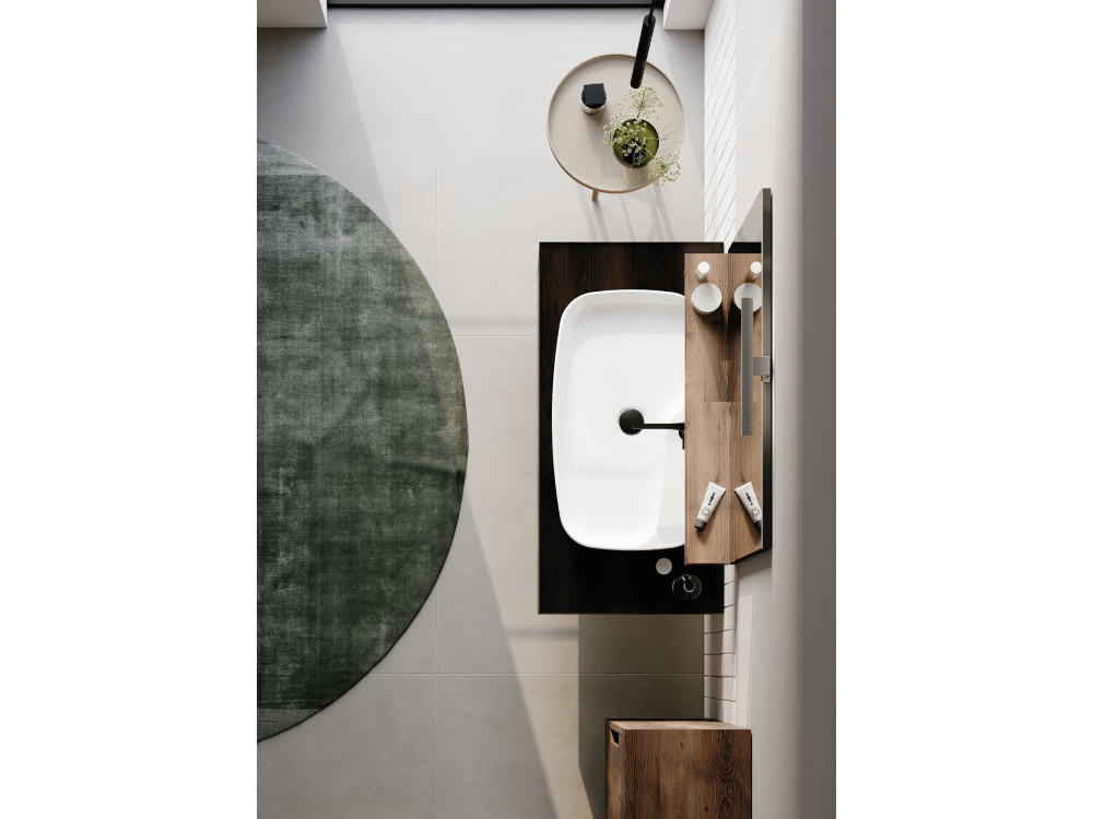 Ensemble Meuble Vasque avec Miroir (2 Pièces) "Galia 100 v2" - 100 x 50 x 50 cm - Walnut
