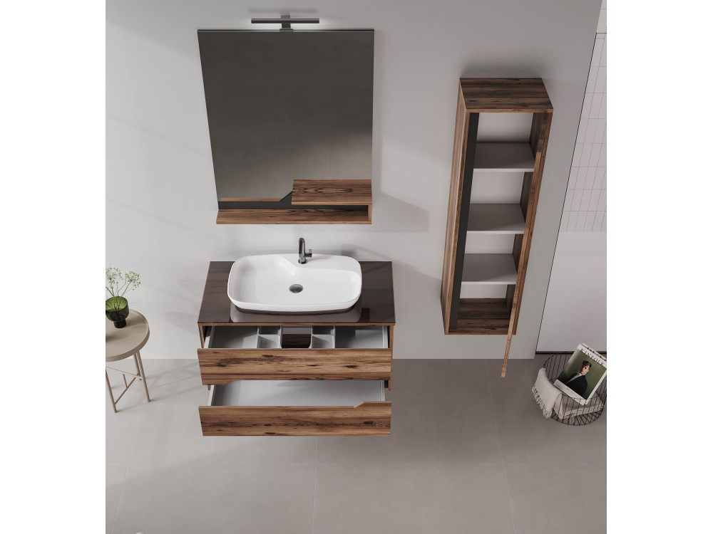 Meuble Vasque "Galia 100 v2" -  cm - Dark Walnut