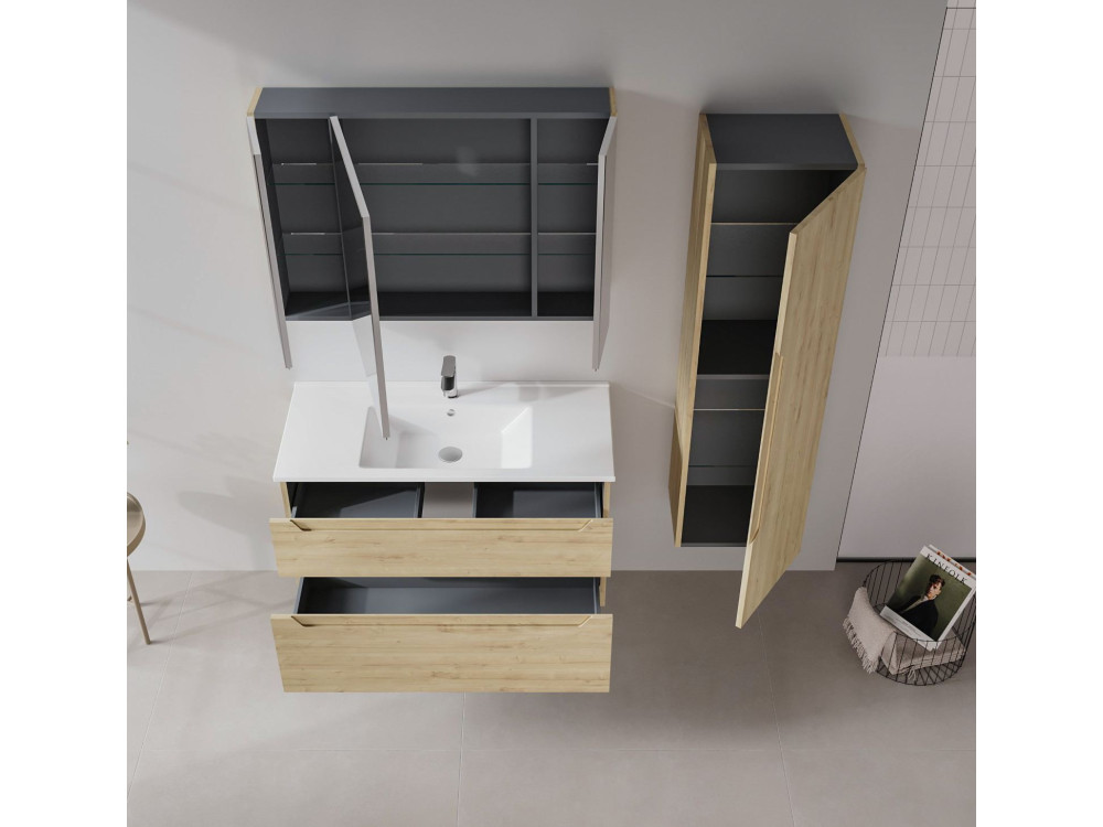 Meuble Vasque "Messina 100 v2" - 100 x 45 x 55 cm - Oak
