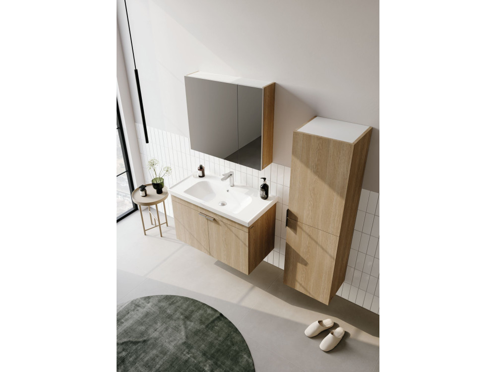 Ensemble Meuble Vasque avec Miroir (2 Pièces) "Desna 90" - 90 x 45 x 58 cm - Oak