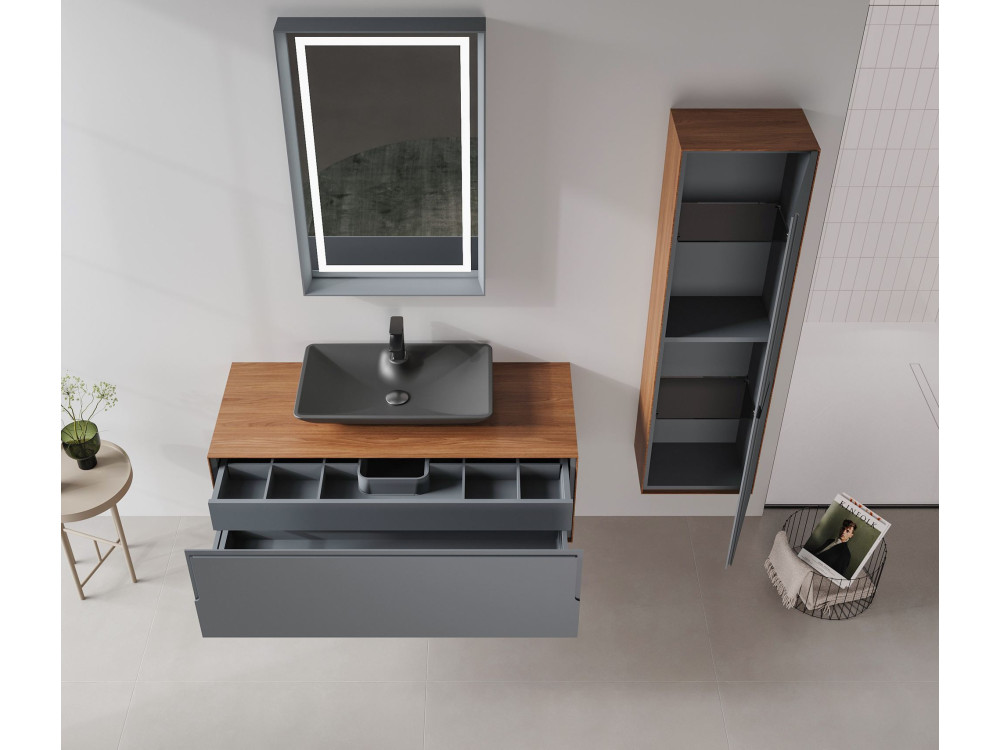 Meuble Vasque "Craft 120" - 120 x 50 x 40 cm - Walnut / Anthracite