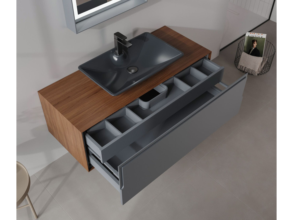 Meuble Vasque "Craft 120" - 120 x 50 x 40 cm - Walnut / Anthracite