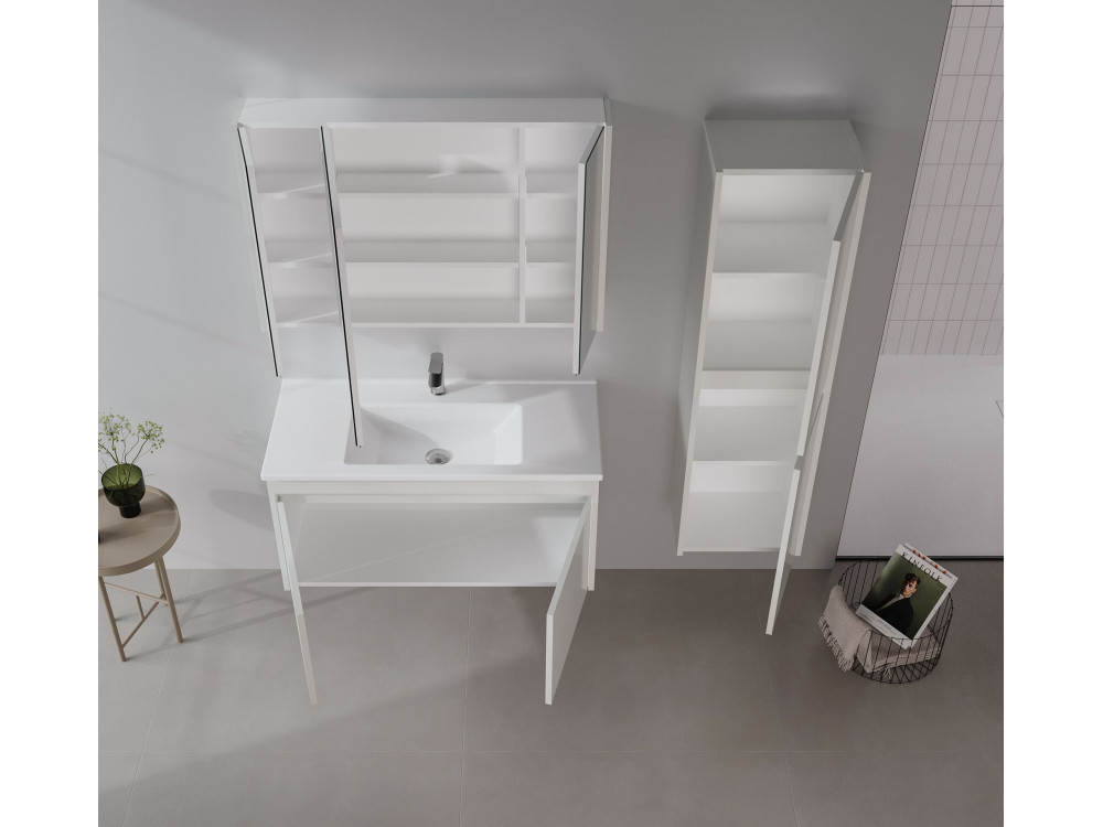 Ensemble Meuble Vasque avec Miroir (2 Pièces) "Arno 100" - 100 x 45 x 52 cm - Cashmere