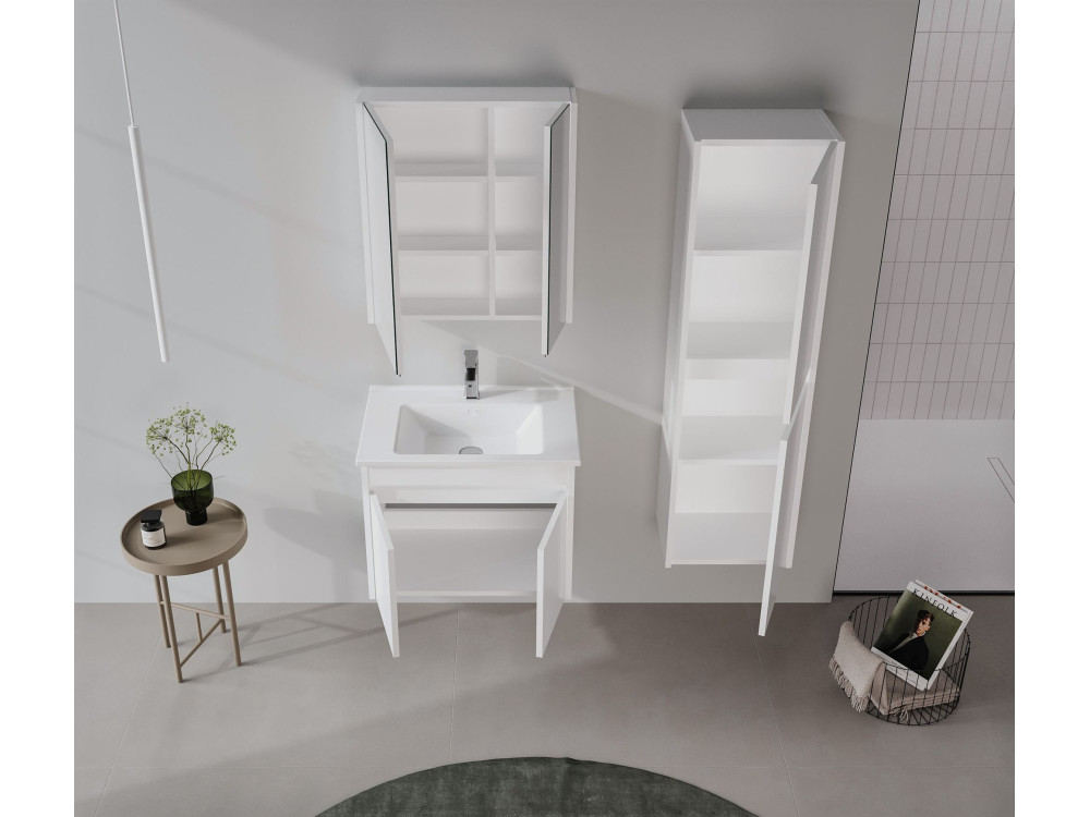 Ensemble Meuble Vasque avec Miroir (2 Pièces) "Arno 65" - 65 x 45 x 52 cm - White