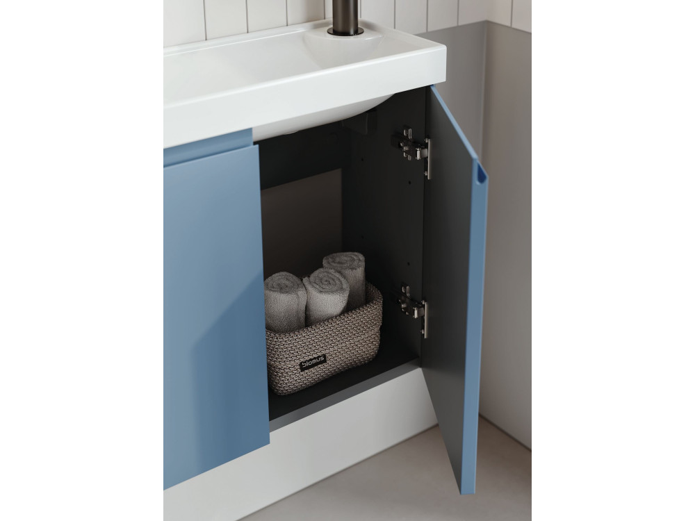 Ensemble Meuble Vasque avec Miroir (2 Pièces) "Ferla 110" - 40 x 22 x 45 cm - Matte Blue