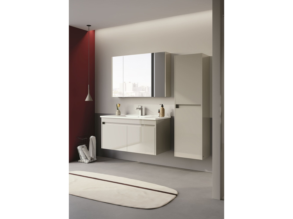 Meuble Salle de Bain avec Miroir "Arno 100" - 100 x 16 x 66 cm - Cashmere