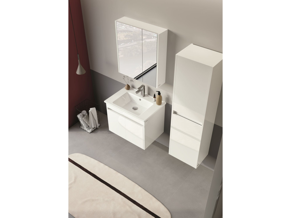 Meuble Salle de Bain avec Miroir "Arno 60" - 60 x 16 x 66 cm - White