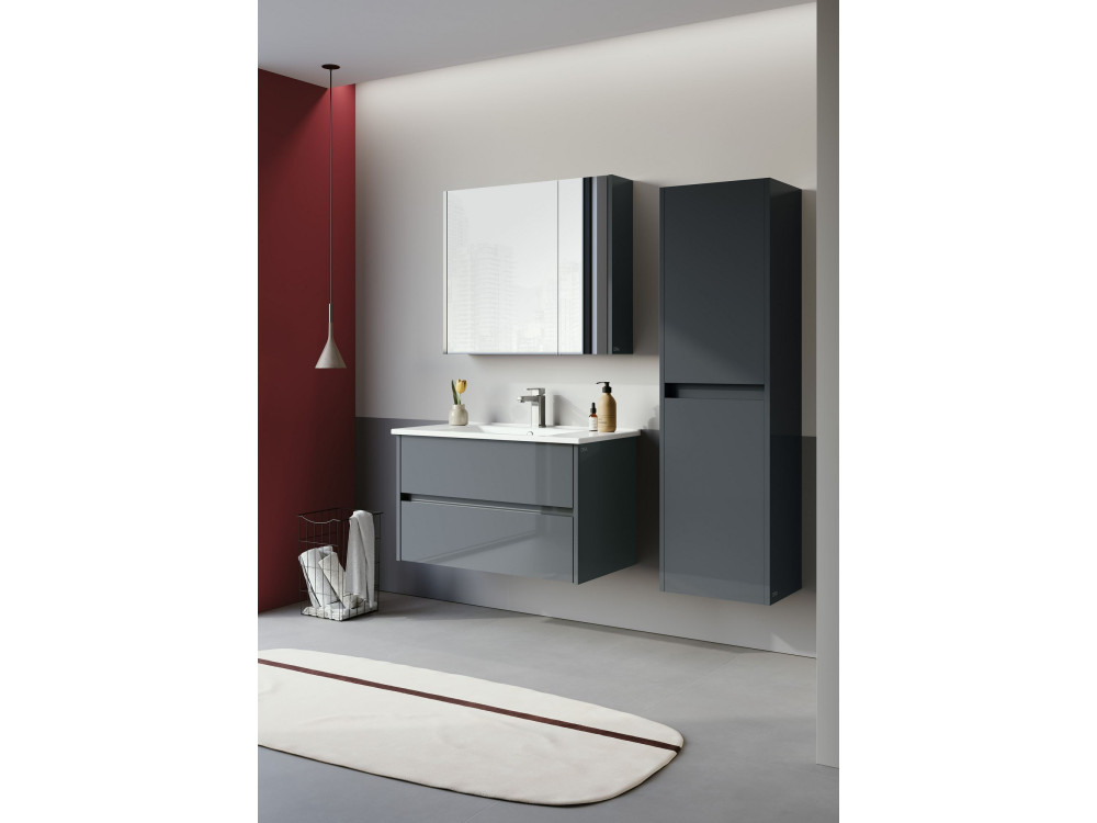 Meuble Salle de Bain avec Miroir "Arno 80" - 79 x 16 x 66 cm - Grey / Anthracite