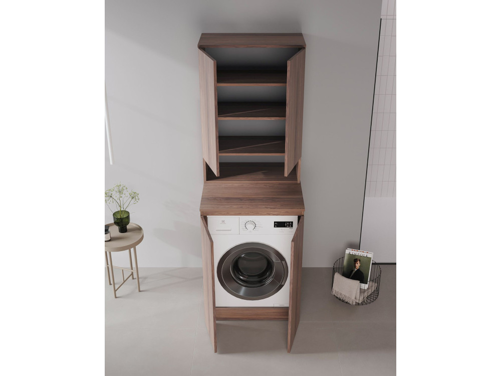Armoire de Salle de Bain "Bosco Lume 70" - 70 x 36 x 100 cm - Dark Walnut