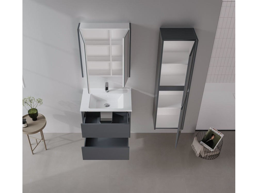 Armoire de Salle de Bain "Arno 40" - 40 x 27 x 138 cm - Anthracite