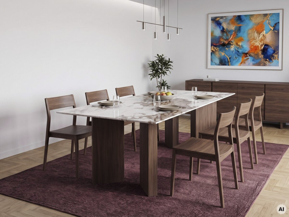 Table repas céramique - 180 cm - "Elma" - 8 places - Marron