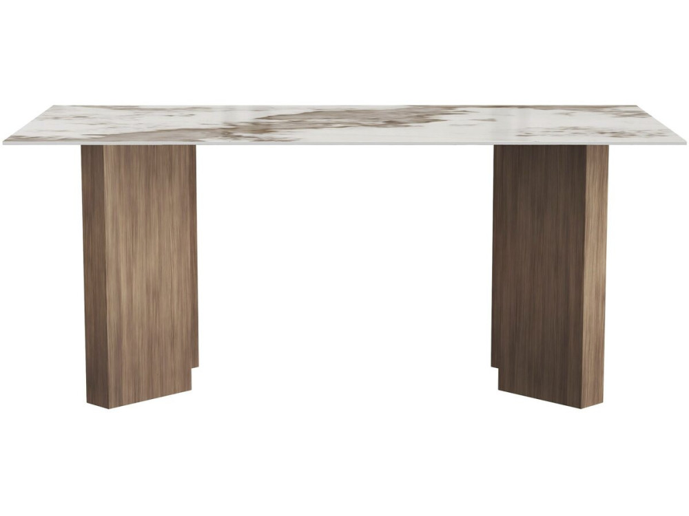 Table repas céramique - 180 cm - "Elma" - 8 places - Marron