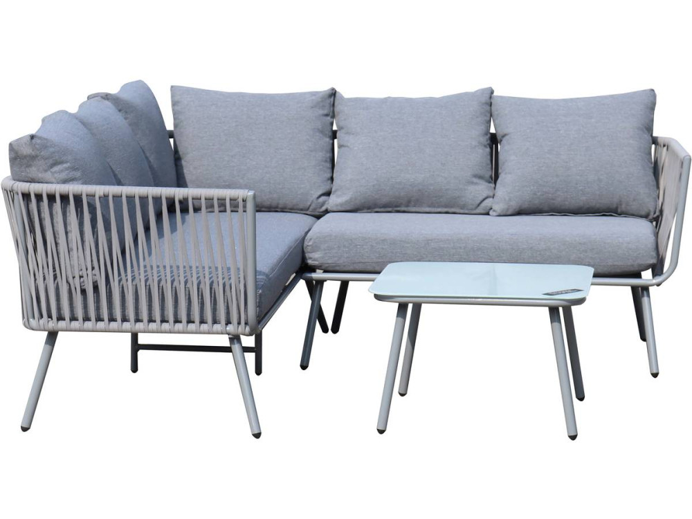 Salon de jardin en corde tressée "Zanzibar" - Gris clair