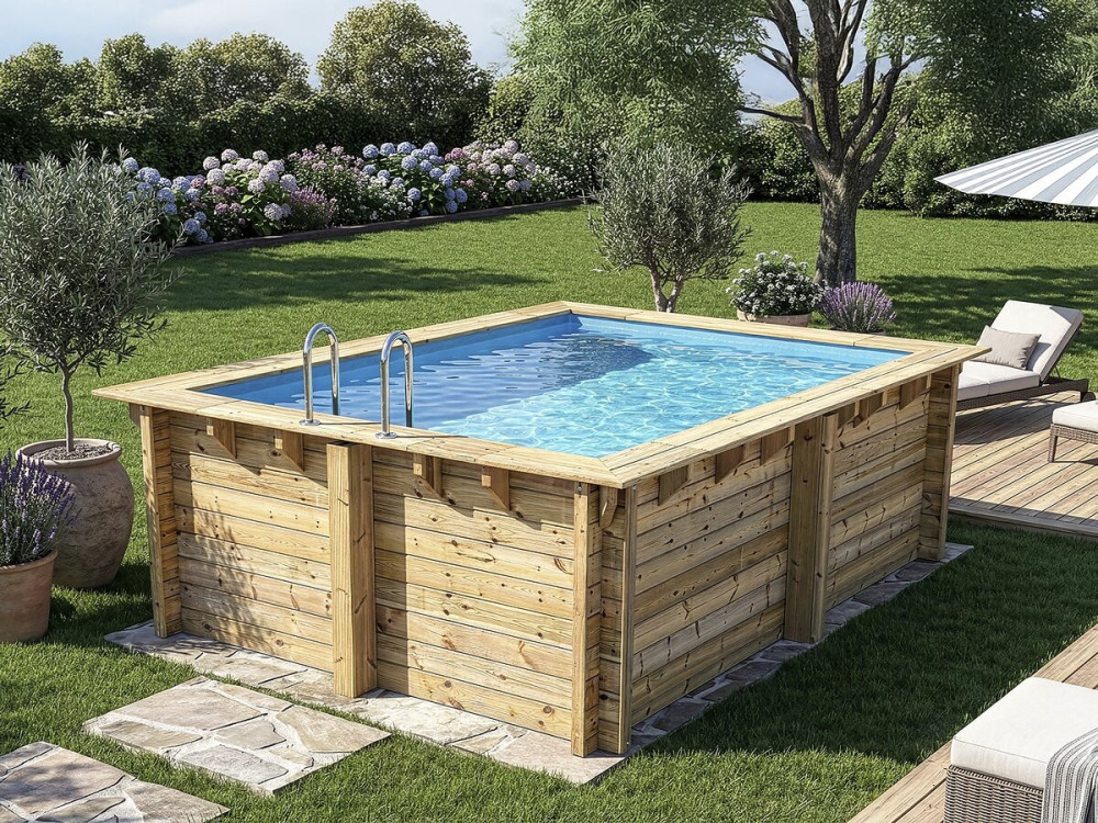 Piscine bois rectangle " Zanzibar "- 3,50 x 2,30 x 1,24  m