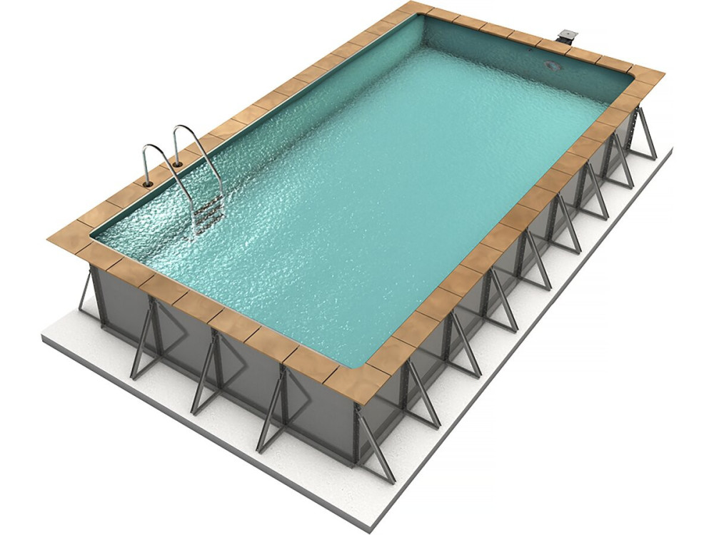 Piscine acier enterrée rectangle fond plat "Sunkit" - 7.00 x 3.50 x 1.40 m + Projecteur LED 12 V