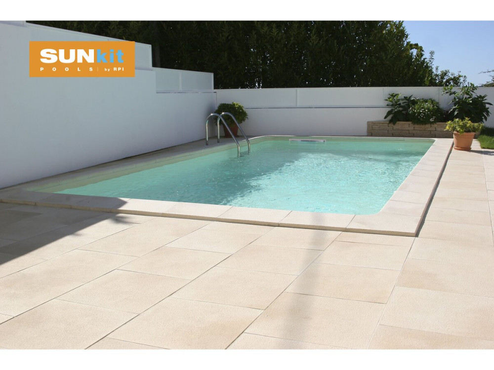 Piscine acier enterrée rectangle fond plat "Sunkit" - 4.00 x 2.50 x 1.40 m + Projecteur LED 12 V