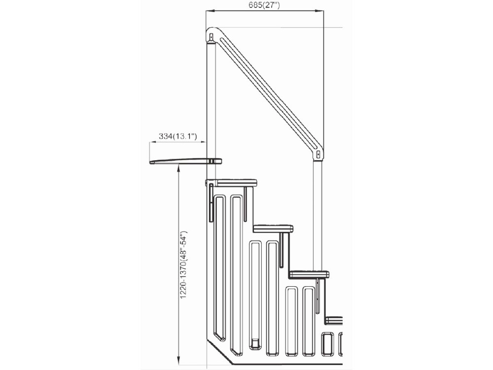 Escalier simple pour piscine en plastique
