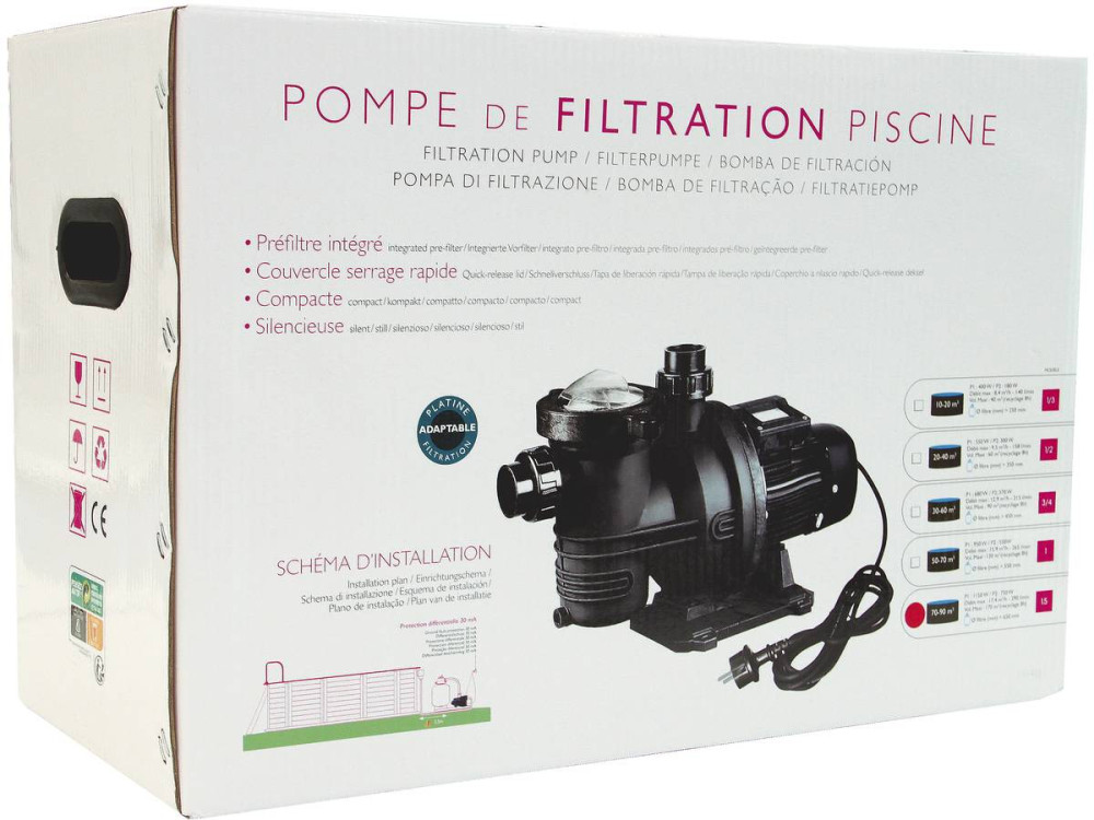 Pompe de filtration "Aqualux Premium - 1.5" - 17.9 m3/h - Pour piscine enterrée de 70-90 m3