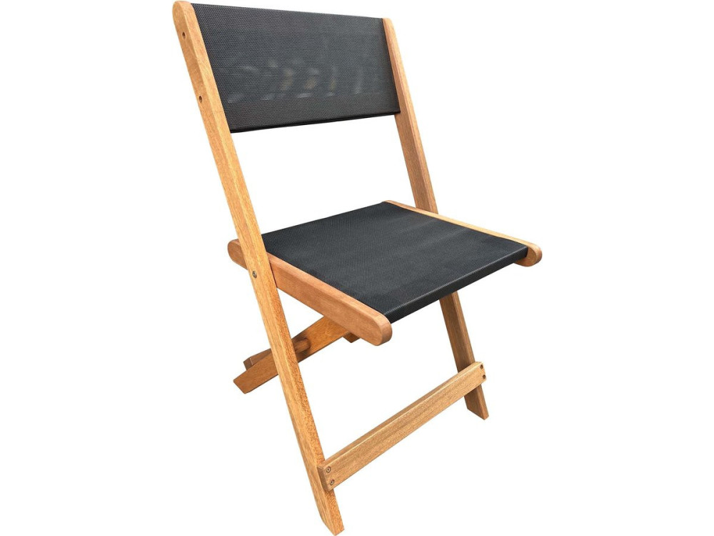 Chaise pliante en bois exotique "Seoul" - Maple - Noir - Lot de 2