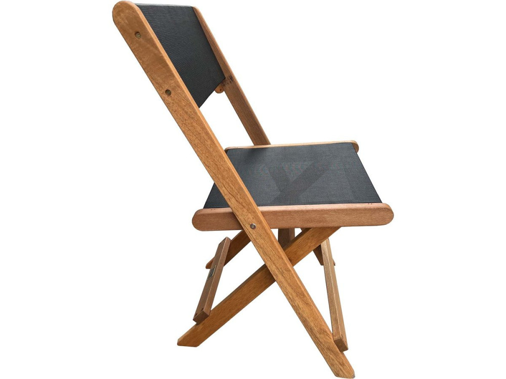 Chaise pliante en bois exotique "Seoul" - Maple - Noir - Lot de 2