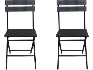 Lot de 2 chaises de jardin pliable en plastique "Tenerife" - Gris anthracite